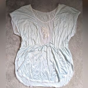 Vintage Nightgown With Sheer Floral Lace Panel